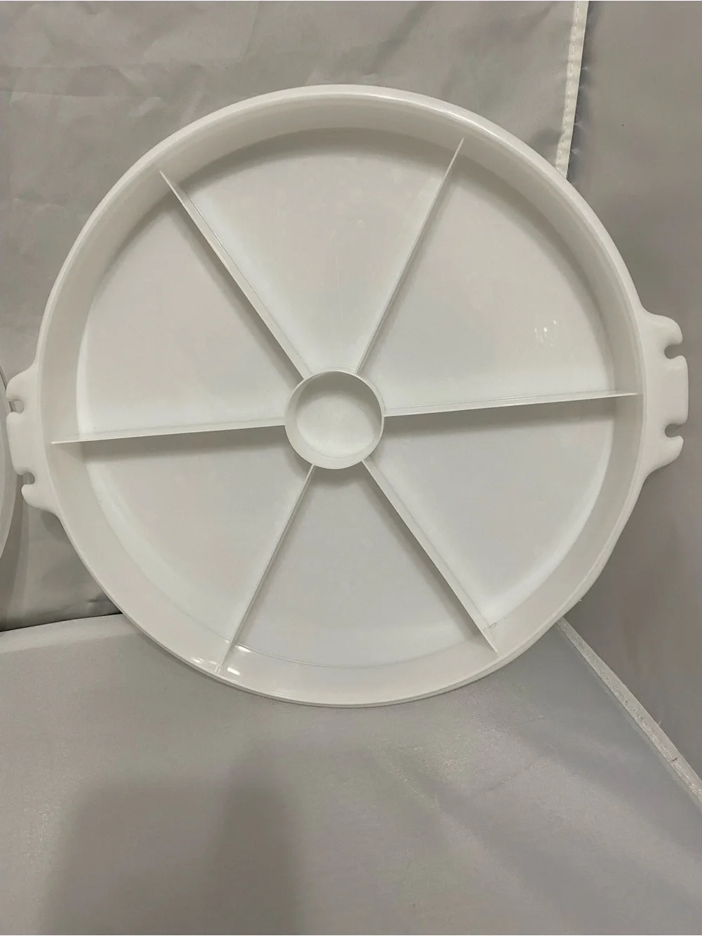 Tupperware Divided White Round Plastic Food Storage with Lid